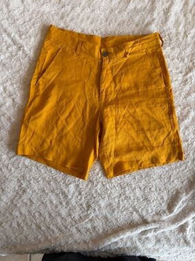 Tasso Elba Golden Yellow Linen Blend Shorts